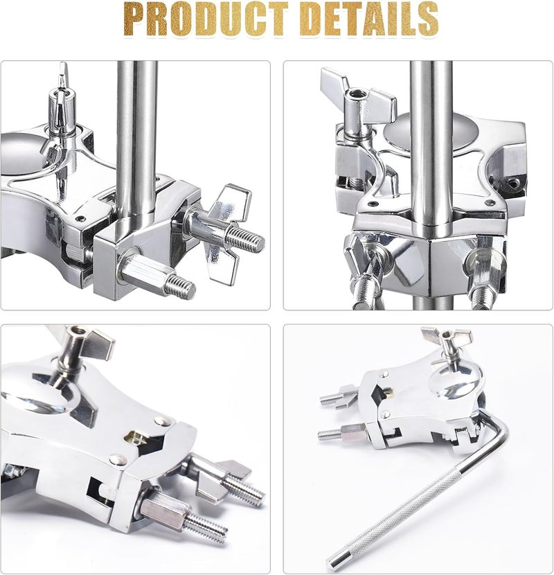 Seteol L-Rod Cowbells Cymbal Clamp, Heavy-Duty Cowbell Mount Percussion Holder Extension Arm Clip, 360°Rotation Universal Mount for Cowbells, Jam Blocks & Handheld Percussion Instrument Accessories - Image 4